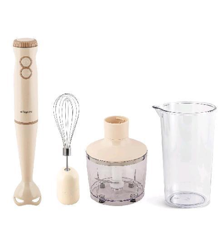 TOGNANA PORCELLANE IRIDEA FRULLATORE A IMMERSIONE 3 IN 1 400W CON ASTA STACCABILE SBATTITORE E TRITATUTTO CHAMPAGNE